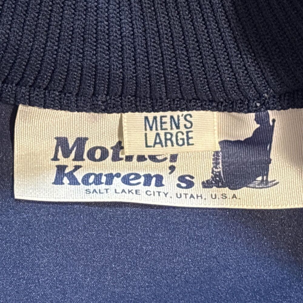 Vintage 1980's Mother Karens Powdershirt 1/4 Zip Pullover Blue Orange Mens Large